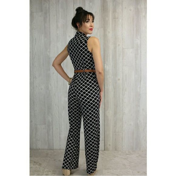 Patterned Jumpsuit with Belt - Picture 2 of 2